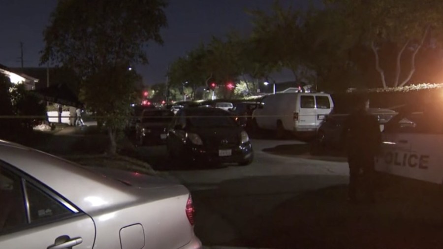 An investigation is underway into a death in Downey on Nov. 29, 2020. (KTLA)