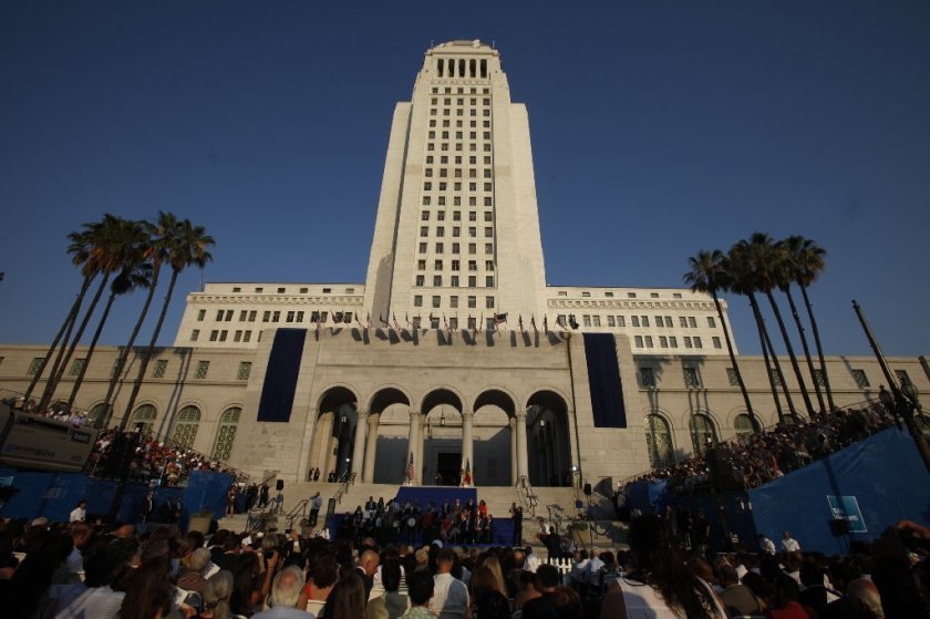 Los Angeles City Hall is seen in an undated photo. (Los Angeles Times)