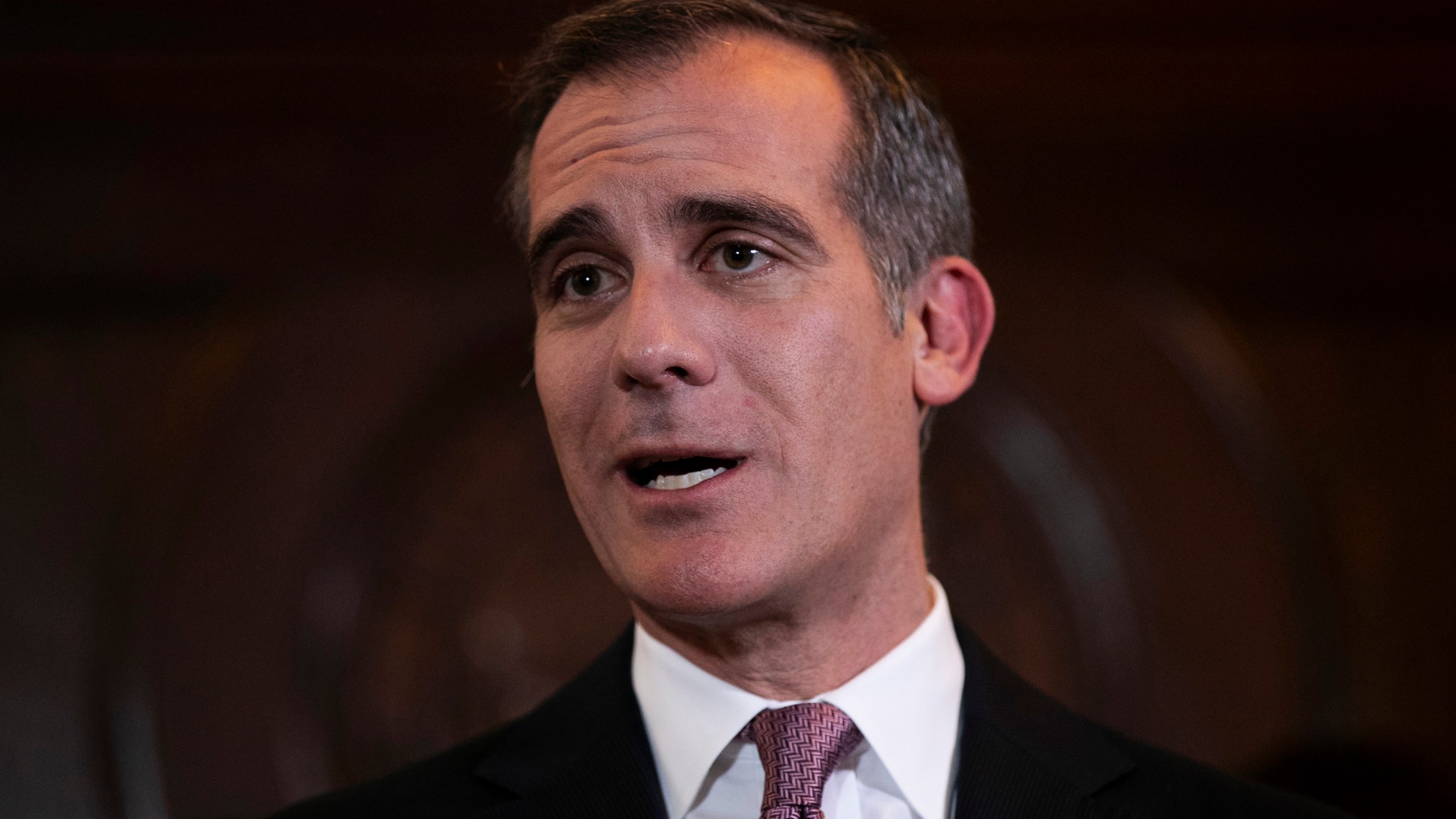 Los Angeles Mayor Eric Garcetti speaks during a news conference Tuesday, Jan. 29, 2019, in Los Angeles. (Jae C. Hong / Associated Press)