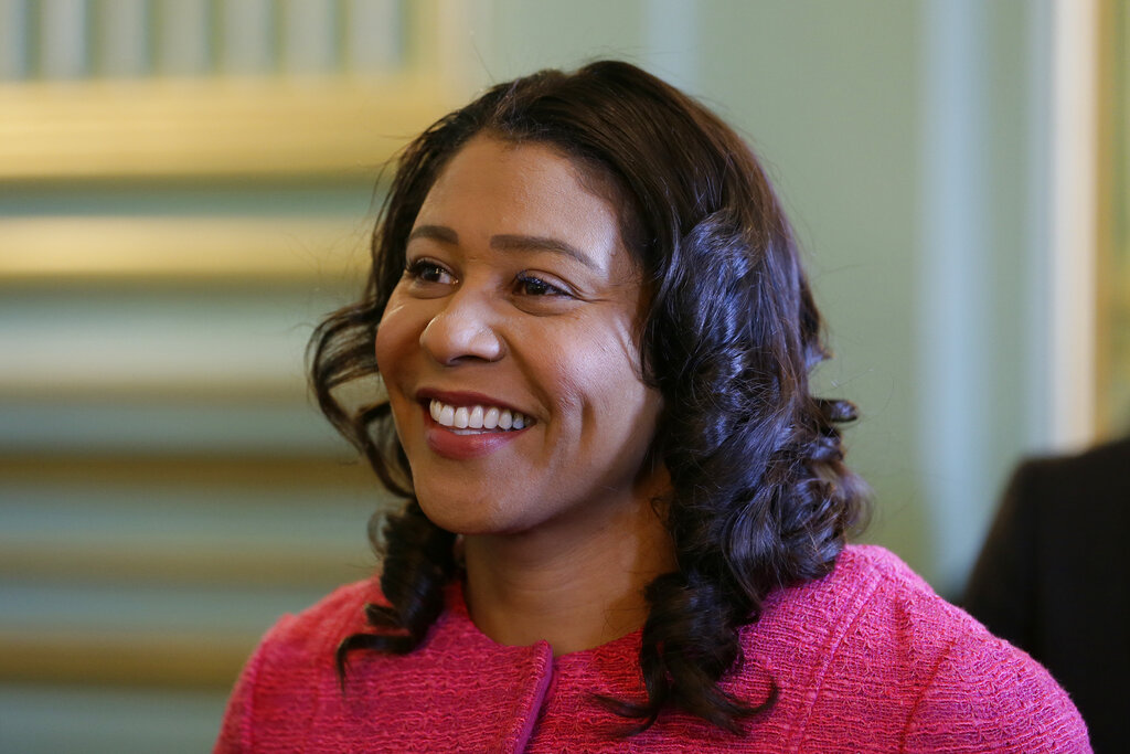 In this Nov. 1, 2019, file photo, San Francisco Mayor London Breed waits to speak at a luncheon in San Francisco. (AP Photo/Eric Risberg, File)