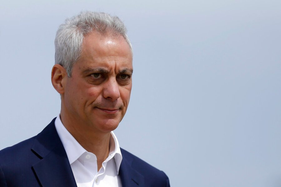 In this April 22, 2019, file photo, Chicago Mayor Rahm Emanuel waves as he arrives at a news conference outside of the south air traffic control tower at O'Hare International Airport in Chicago. (AP Photo/Kiichiro Sato, File)