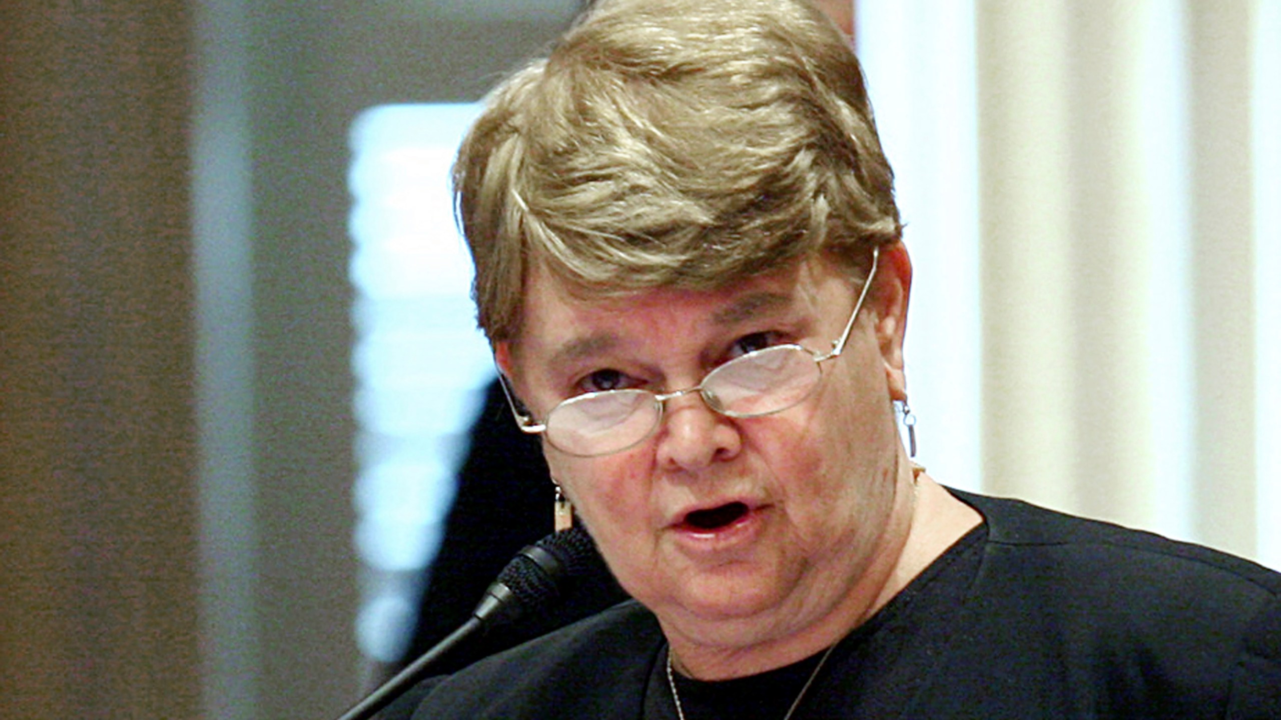 In this Aug. 31, 2008, file photo, then-state Sen. Sheila Kuehl, D-Santa Monica, speaks on the floor of the Capitol in Sacramento, Calif. (AP Photo/Steve Yeater, File)