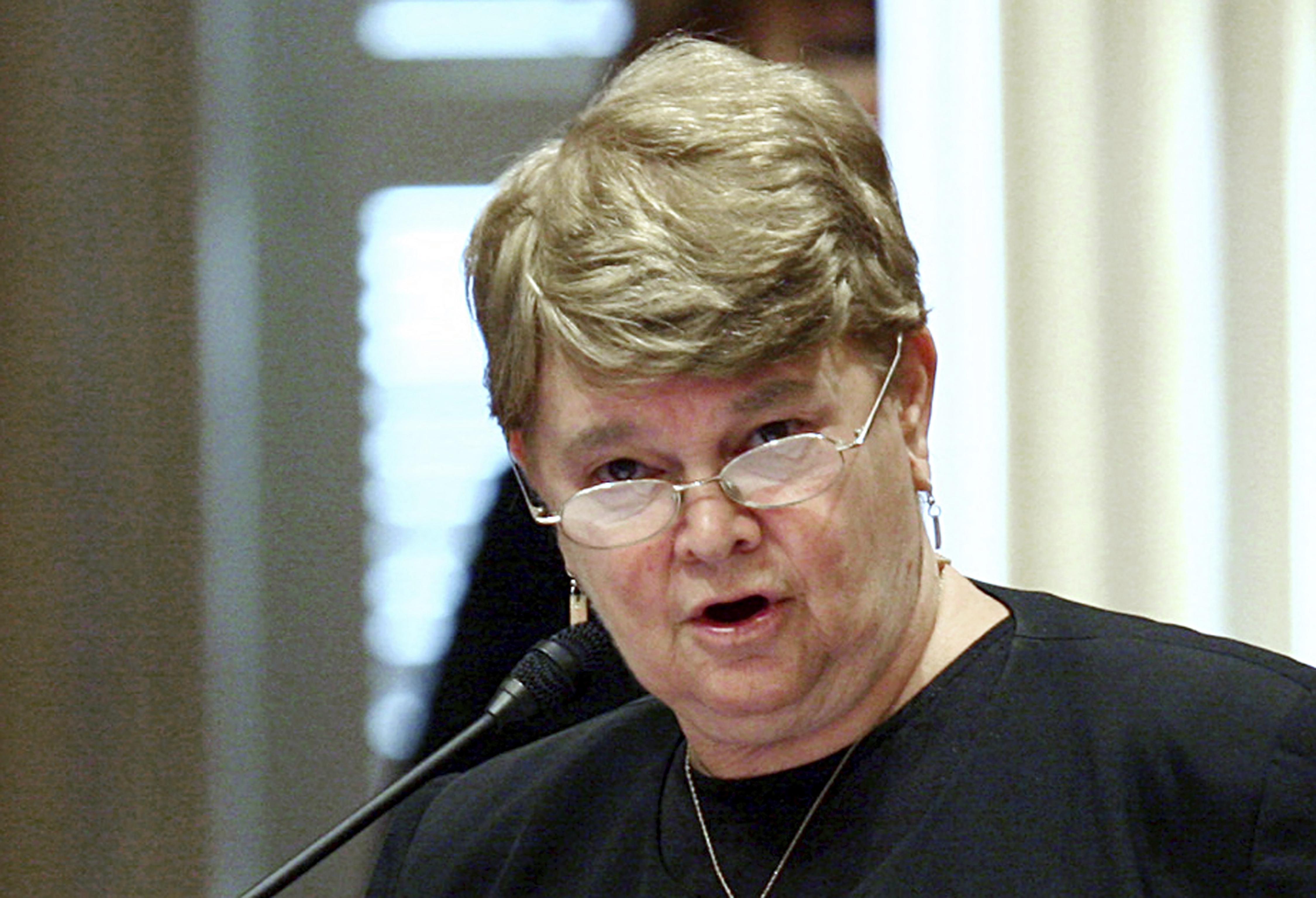 In this Aug. 31, 2008, file photo, then-state Sen. Sheila Kuehl, D-Santa Monica, speaks on the floor of the Capitol in Sacramento, Calif. (AP Photo/Steve Yeater, File)