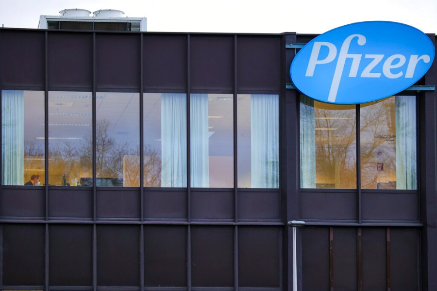 In this Dec. 4, 2020 file photo, a general view of the Pfizer Manufacturing plant in Puurs, Belgium. (AP Photo/Olivier Matthys)