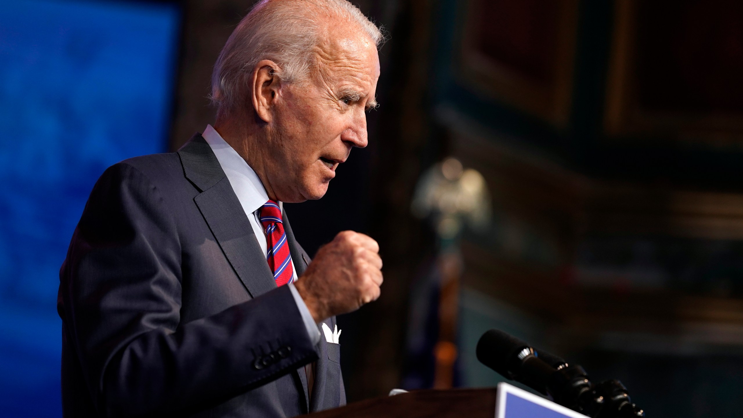 President-elect Joe Biden speaks about jobs at The Queen theater in Wilmington, Delaware on Dec. 4, 2020. (Andrew Harnik)