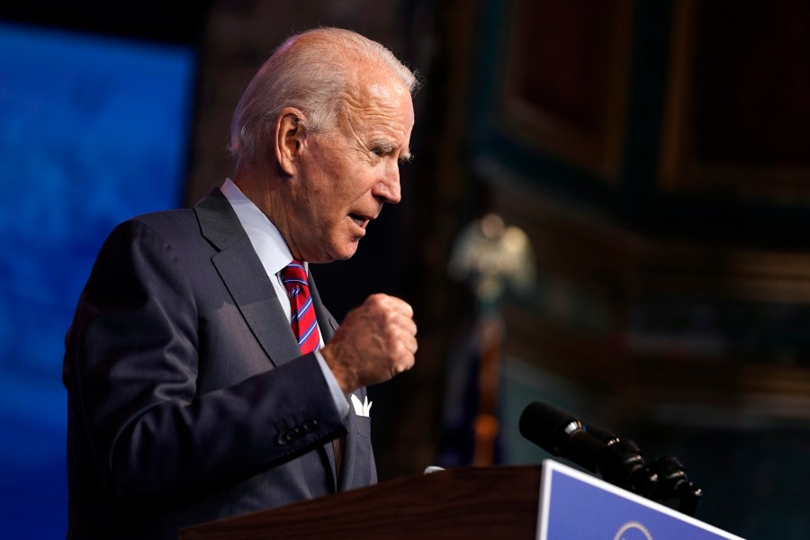 President-elect Joe Biden speaks about jobs at The Queen theater in Wilmington, Delaware on Dec. 4, 2020. (Andrew Harnik)