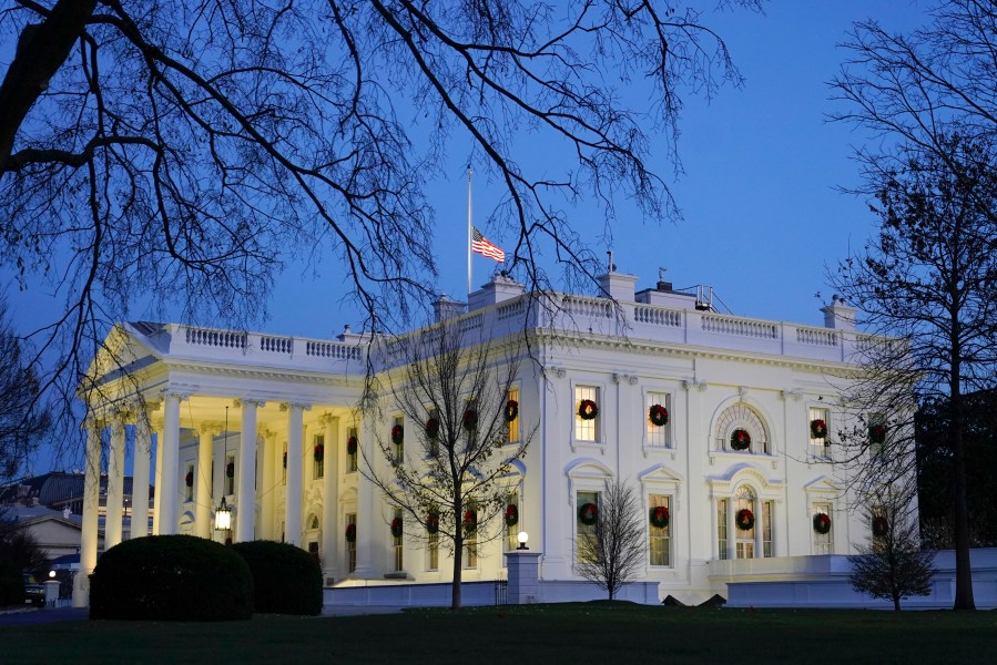 Dusk settles over the White House, Monday, Dec. 7, 2020, in Washington. (Patrick Semansky/AP Photo)