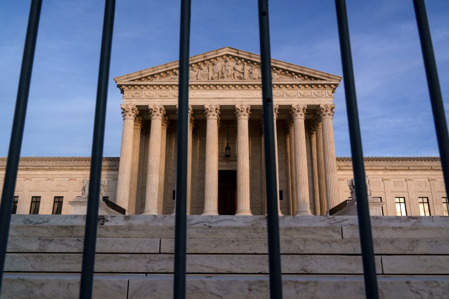 In this Nov. 5, 2020, file photo, the Supreme Court in Washington. The Supreme Court has rejected Republicans' last-gasp bid to reverse Pennsylvania’s certification of President-elect Joe Biden’s victory in the electoral battleground. The court without comment Tuesday, Dec. 8, refused to call into question the certification process in Pennsylvania. (AP Photo/J. Scott Applewhite)