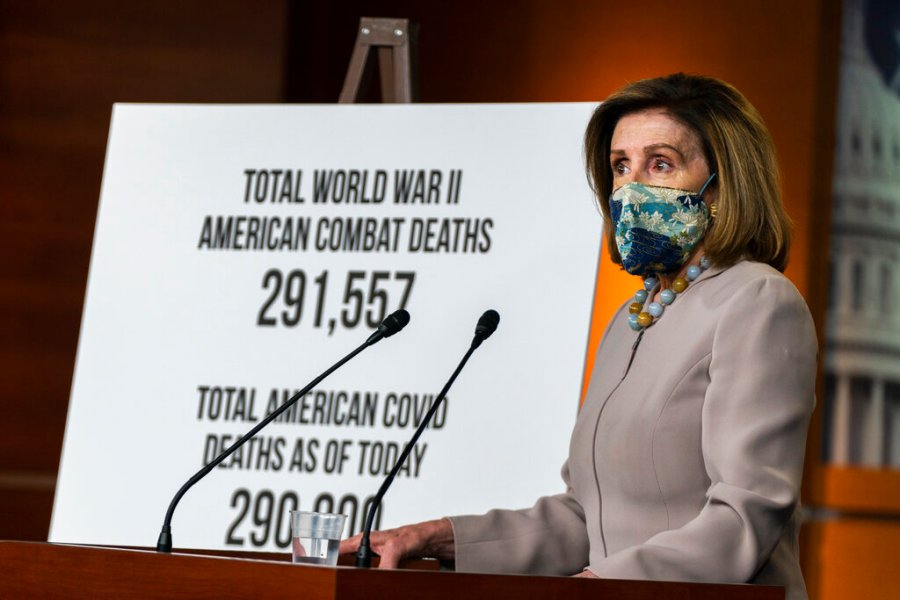 House Speaker Nancy Pelosi of Calif., speaks during a news conference at the Capitol on Dec. 10, 2020, in Washington. (AP Photo/Manuel Balce Ceneta)