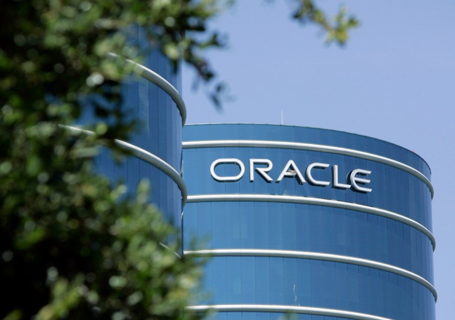 This June 26, 2007 file photo shows the exterior of Oracle Corp. headquarters in Redwood City, Calif. (Paul Sakuma/Associated Press)