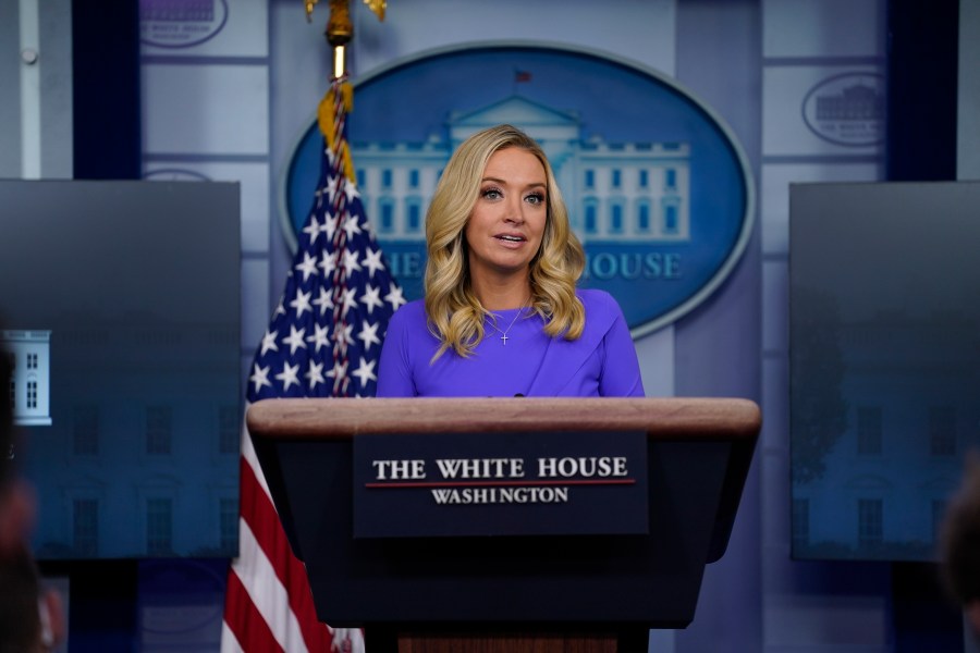 White House press secretary Kayleigh McEnany speaks during a press briefing at the White House, Tuesday, Dec. 15, 2020, in Washington. (AP Photo/Evan Vucci)