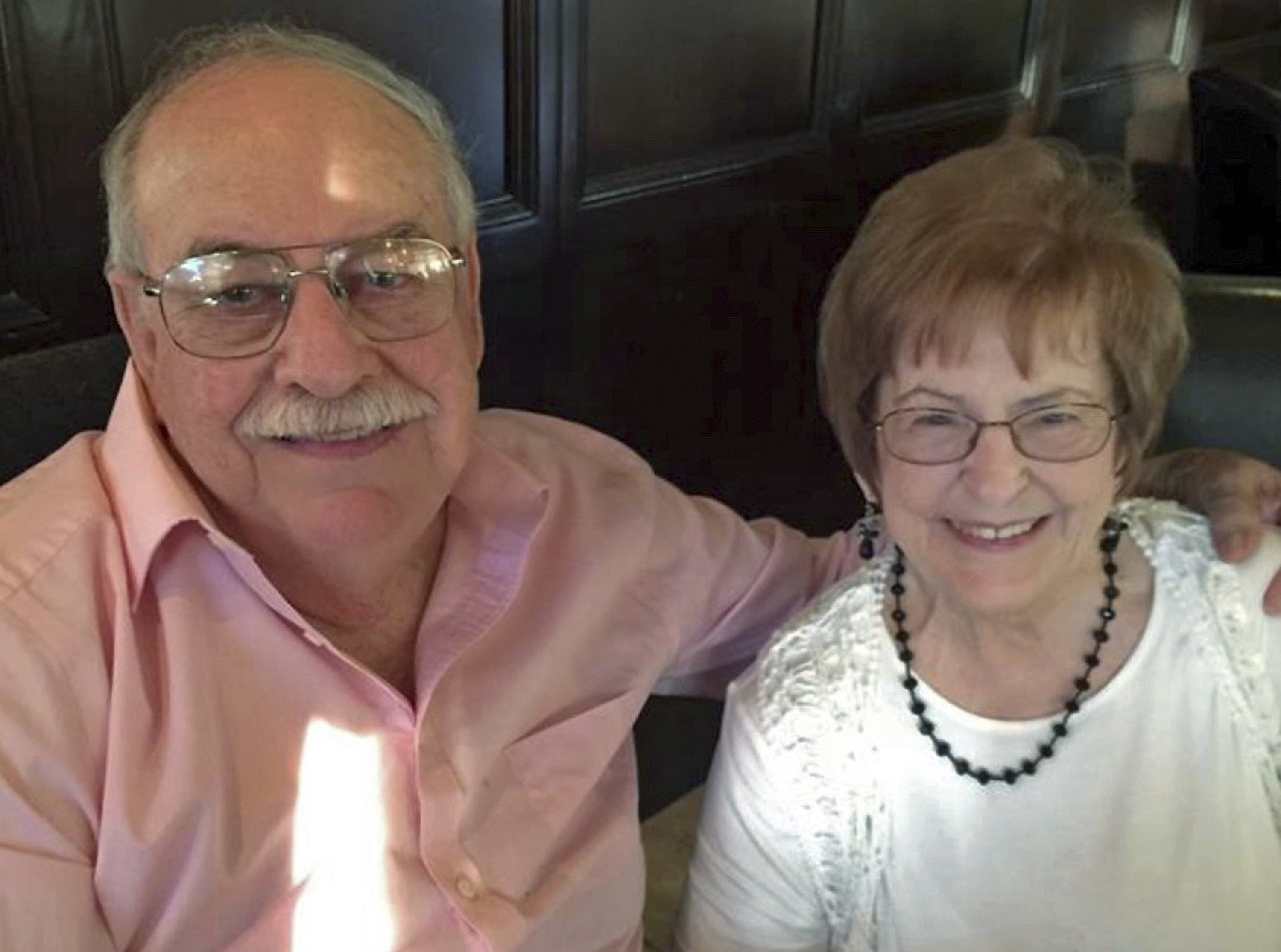 In this undated photo provided by Theresa Pirozzi shows her parents, Jerry and Shirley Pirozzi, an 85-year-old couple from Southern California who have been together for 57 years, in Oak Park, Calif. (Theresa Pirozzi via AP)