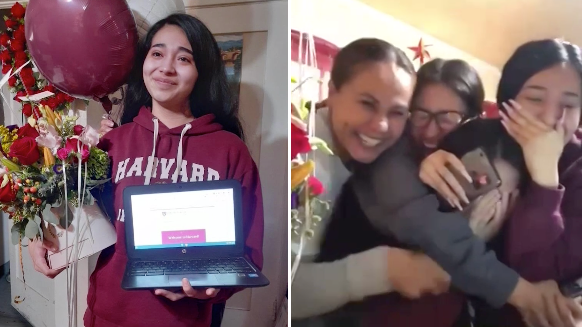 Cielo Echegoyen and her family react to finding out she was accepted to Harvard University. (Echegoyen family)