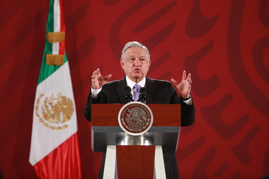 Mexican President Andres Manuel Lopez Obrador speaks with the press during the Presidential Daily Morning Briefing on November 13, 2019 in Mexico City, Mexico. (Hector Vivas/Getty Images)