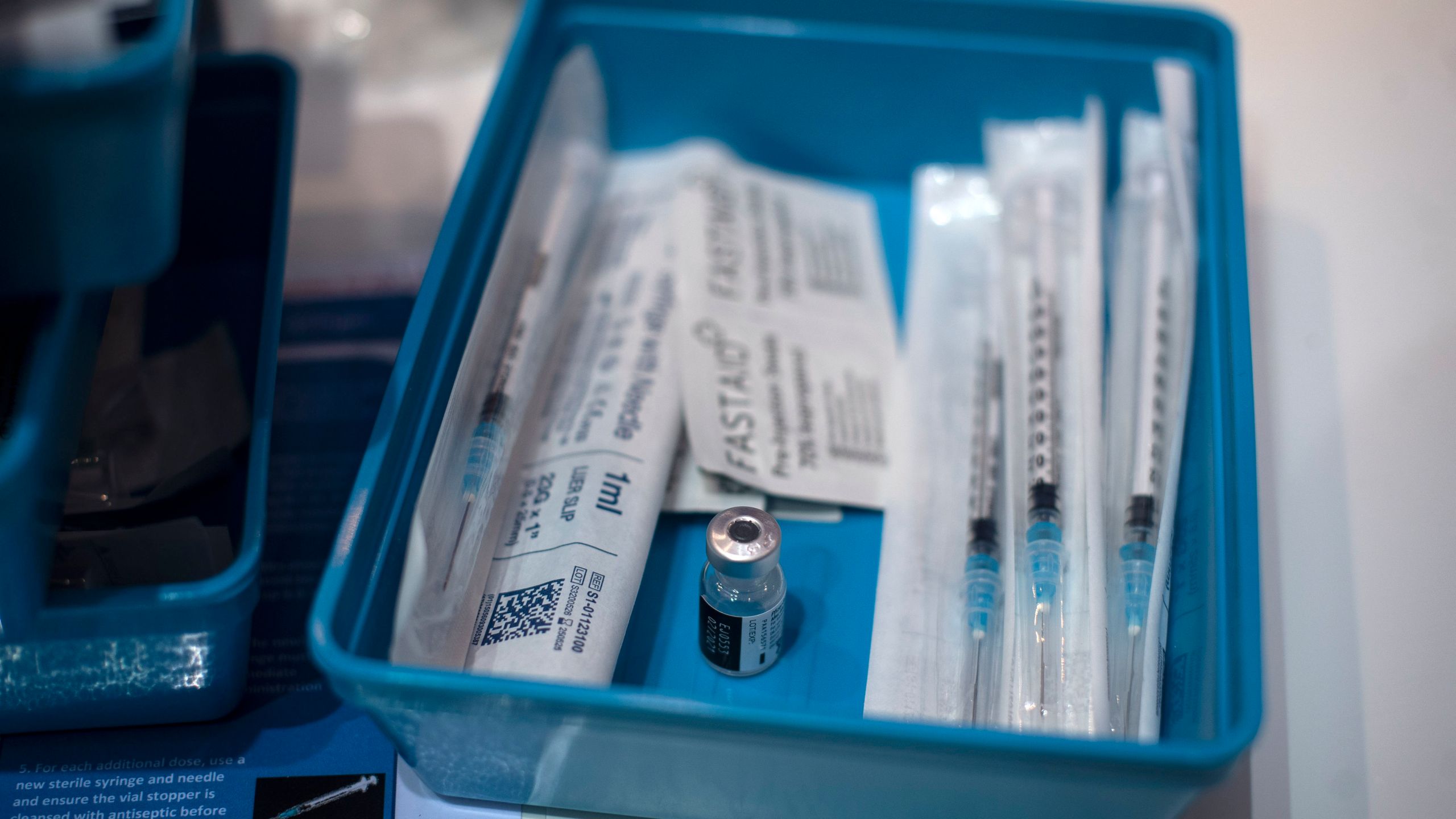 A vial of the Pfizer/BioNTech COVID-19 vaccine ready for administration at Guy's Hospital on Dec. 8, 2020 in London, United Kingdom. (Victoria Jones - Pool / Getty Images)