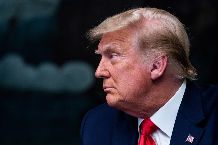 President Donald Trump speaks in the Diplomatic Room of the White House on Thanksgiving, Nov. 26, 2020. (Erin Schaff / Getty Images)