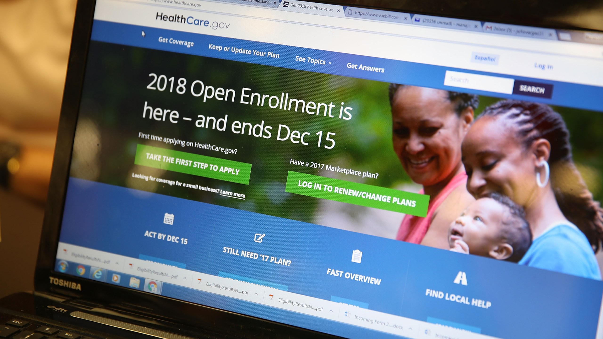 A computer screen shows the enrollment page for the Affordable Care Act on Nov. 1, 2017 in Miami, Florida. (Joe Raedle/Getty Images)