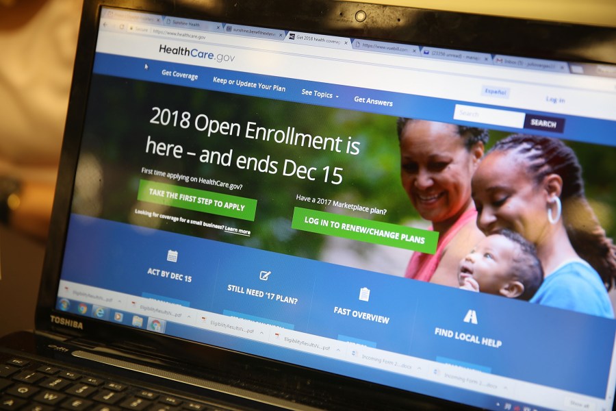 A computer screen shows the enrollment page for the Affordable Care Act on Nov. 1, 2017 in Miami, Florida. (Joe Raedle/Getty Images)