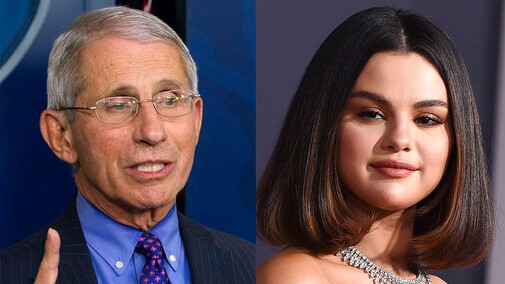 This combination photo shows Dr. Anthony Fauci and actress-singer Selena Gomez, who were among those named “2020 People of the Year” by People Magazine. (AP Photo)