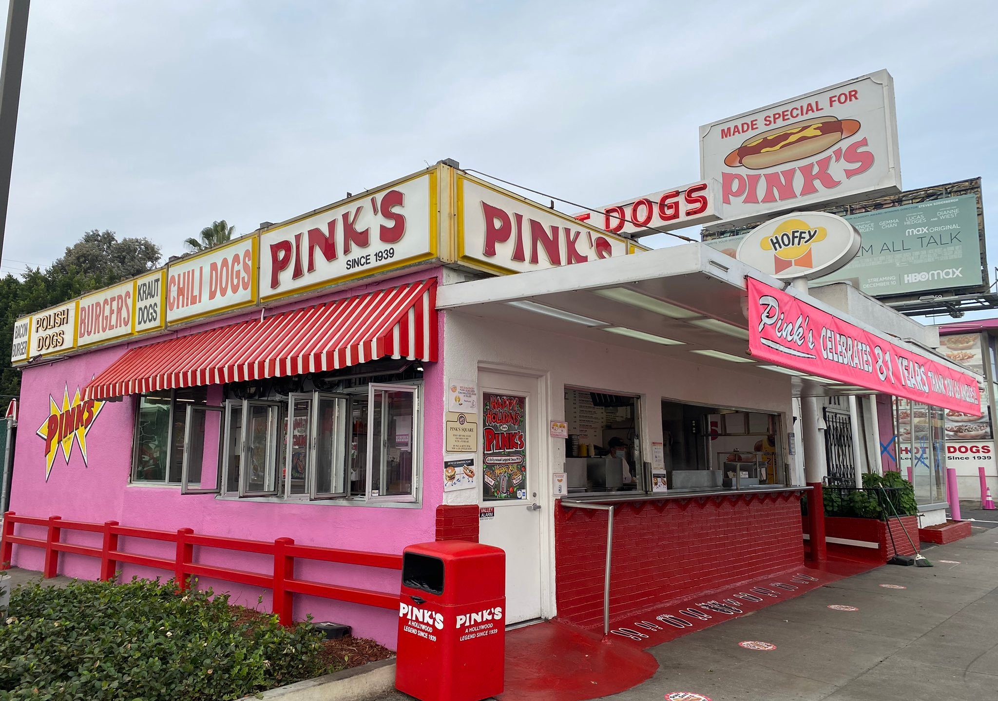 Pink's Hot Dogs is seen in a photo tweeted by the restaurant on Dec. 31, 2020 ahead of a two-month closure.