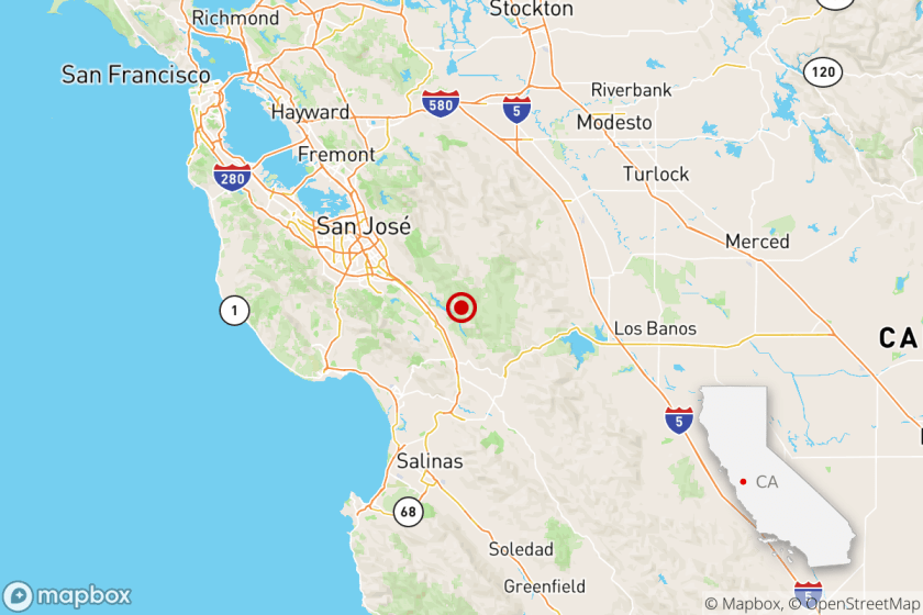 A magnitude 3.7 earthquake was reported Dec. 15, 2020 at 6:58 a.m. two miles from Morgan Hill, Calif., according to the U.S. Geological Survey. (U.S. Geological Survey)