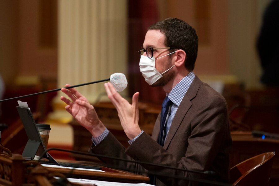 State Sen. Scott Wiener, D-San Francisco, is seen during a Senate oversight hearing in Sacramento on July 1, 2020. (AP Photo/Rich Pedroncelli)