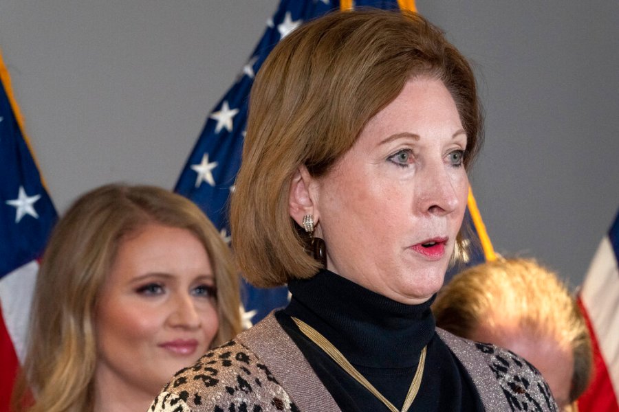 Sidney Powell, a lawyer for President Donald Trump, speaks during a news conference at the Republican National Committee headquarters on Nov. 19, 2020, in Washington. (AP Photo/Jacquelyn Martin)