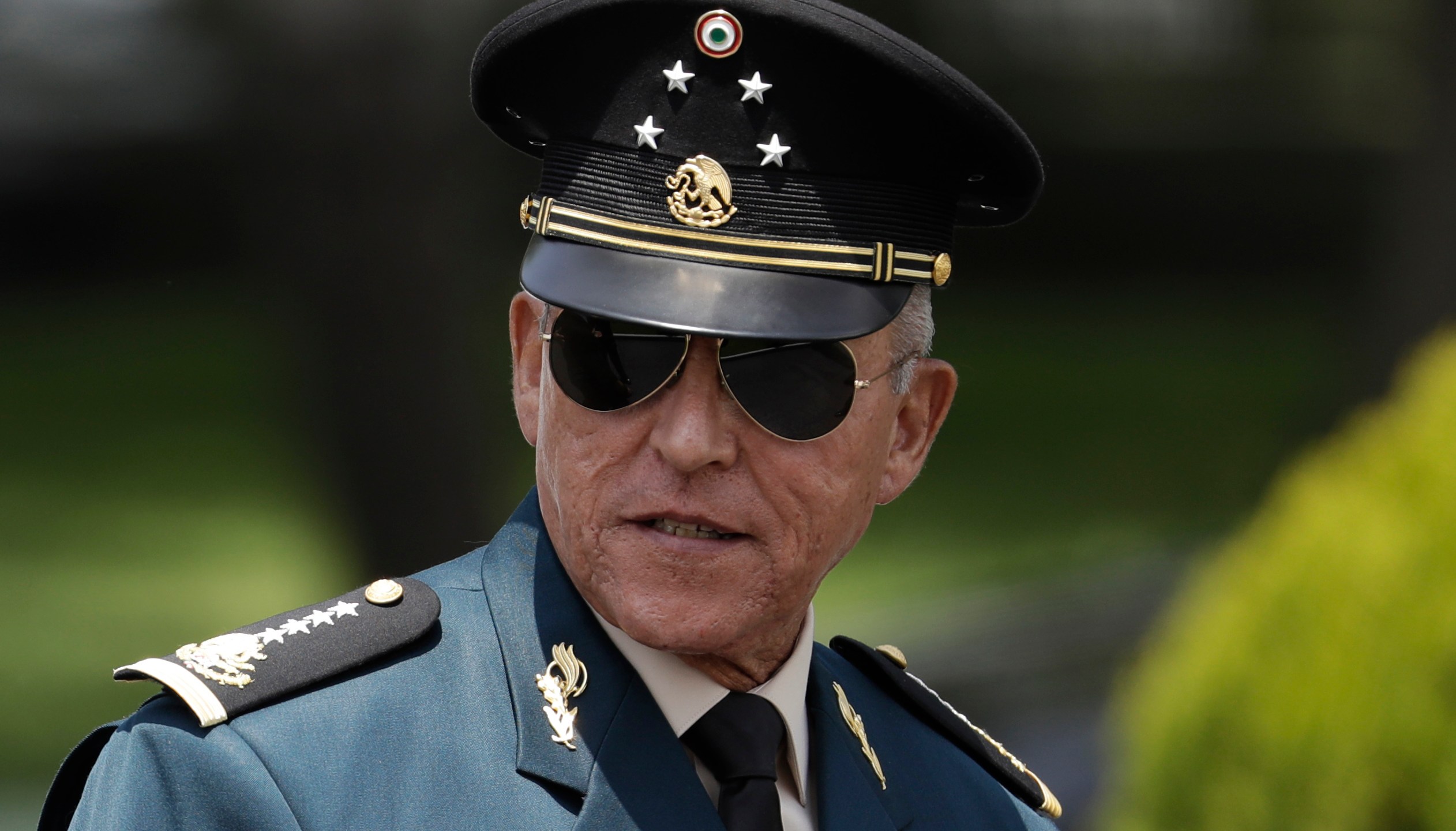 Secretary of Defense Salvador Cienfuegos Zepeda arrives for a review of the troops that will participate in the Independence Day parade in Mexico City on Sept. 14, 2016. (Rebecca Blackwell / Associated Press)