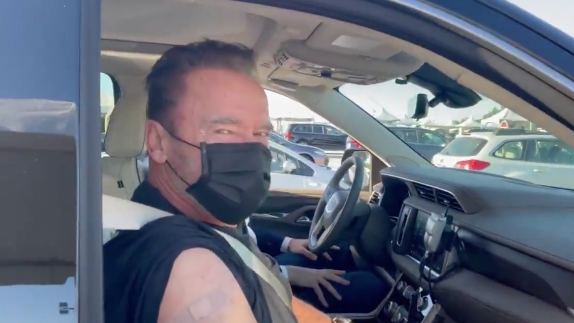 Arnold Schwarzenegger is seen in a video posted to Twitter on Jan. 20, 2021.