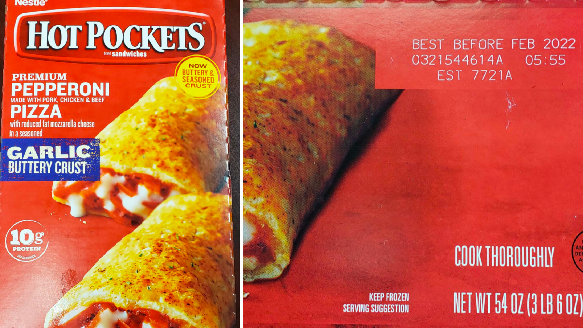 Recalled Nestlé pepperoni hot pockets packaging seen in undated photos released by the U.S. Department of Agriculture’s Food Safety and Inspection Service on Jan. 15, 2021.