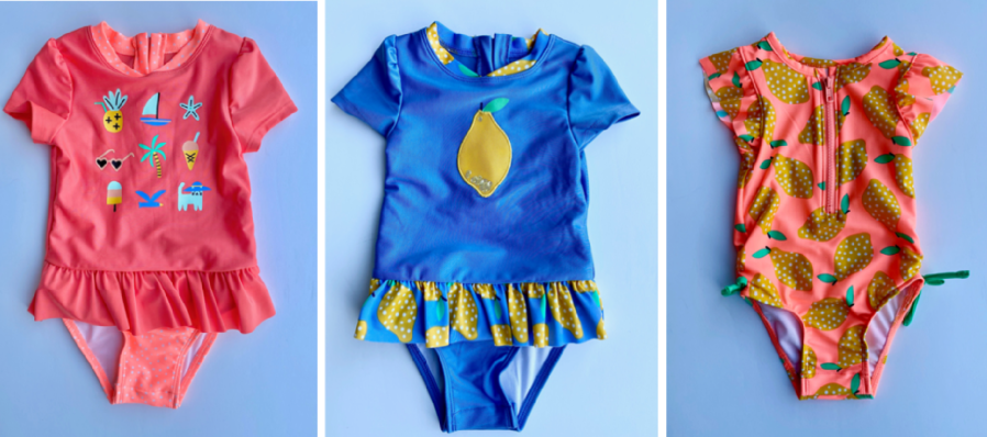 Cat & Jack one-piece Rashguard swimsuits being recalled by Target are seen in photos shared by the U.S. Consumer Product Safety Commission on Dec. 30, 2020.