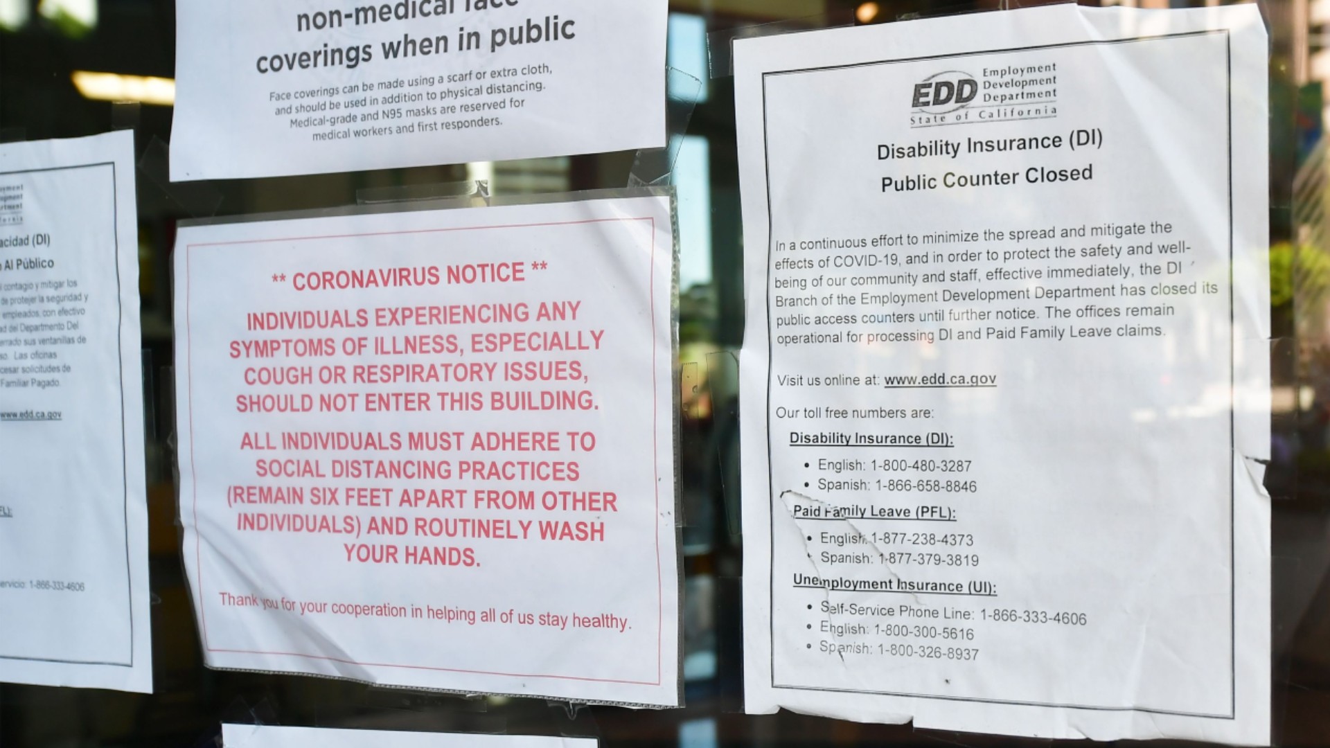 An Employment Development Department office in Los Angeles is seen on May 4, 2020. (FREDERIC J. BROWN/AFP via Getty Images)