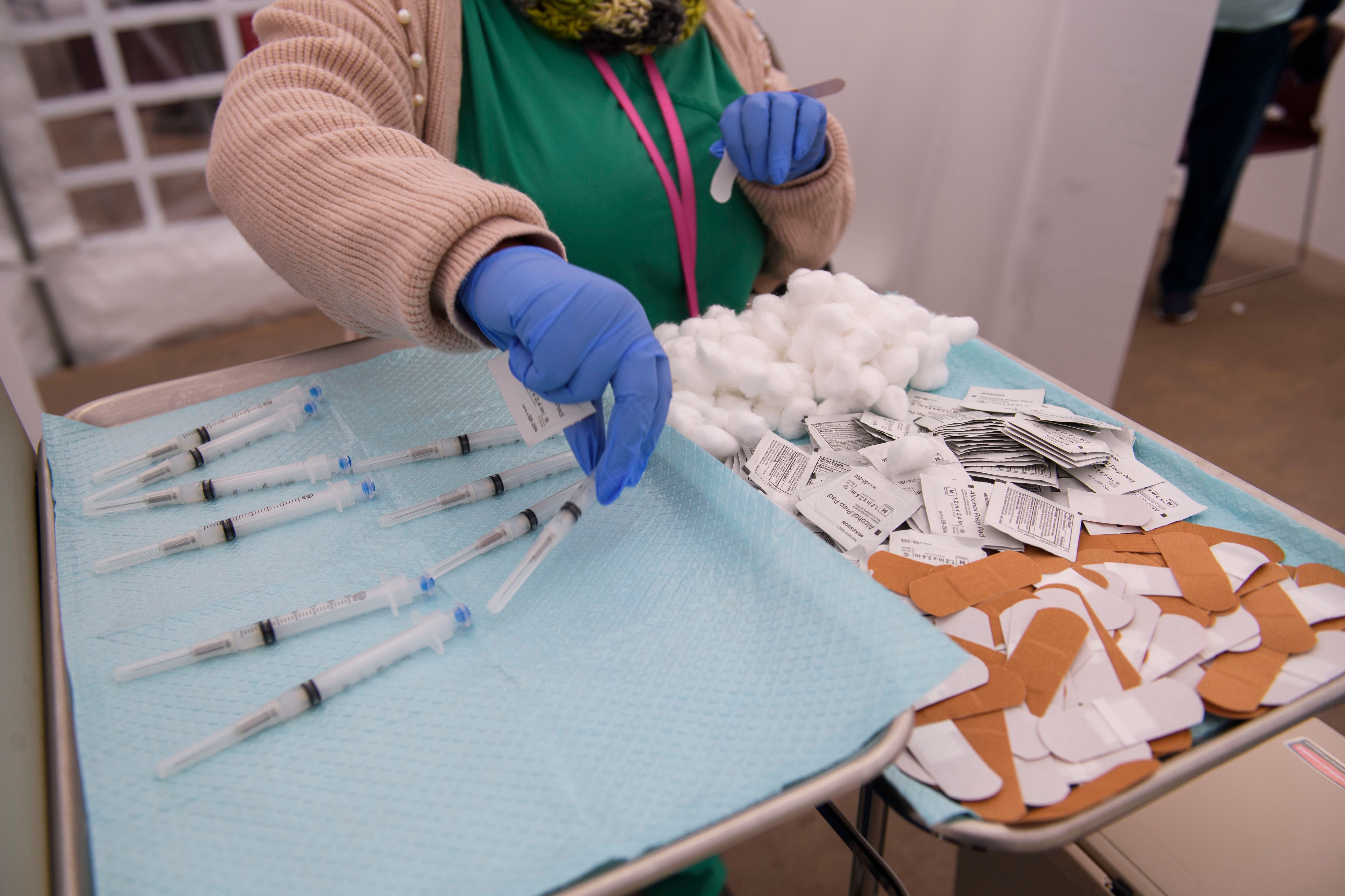 This file photo shows syringes filled with doses of the COVID-19 vaccine on Jan. 25, 2021 in Los Angeles. (PATRICK T. FALLON/AFP via Getty Images)