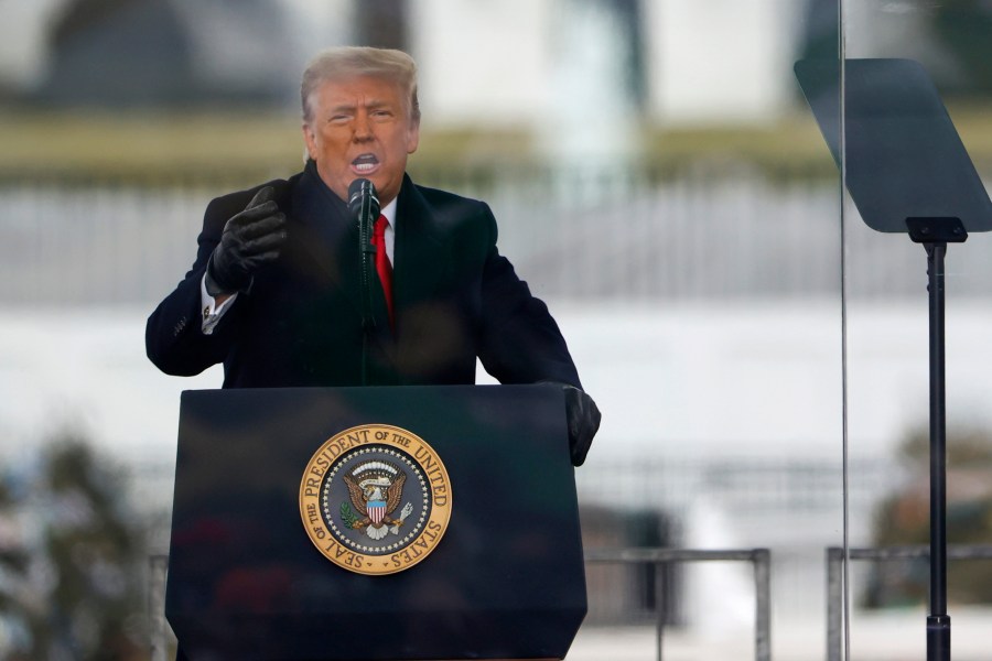 President Donald Trump speaks at the "Stop The Steal" rally in Washington, DC, on Jan. 6, 2021. (Tasos Katopodis / Getty Images)