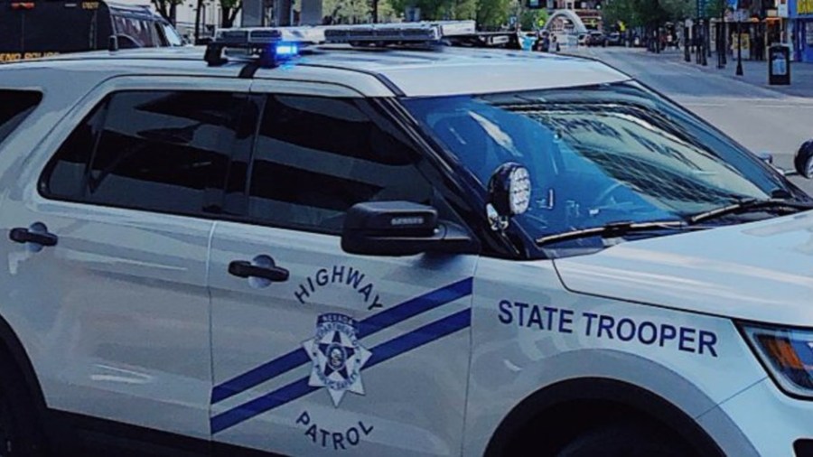 A Nevada Highway Patrol vehicle is seen in a photo posted to the agency's Twitter account.