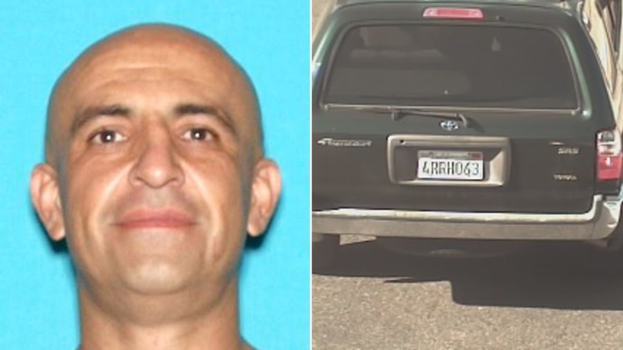 Nelson Fermin Garibay and his suspected getaway vehicle are seen in an undated photos released Jan. 12, 2021, by the Los Angeles County Sheriff’s Department.