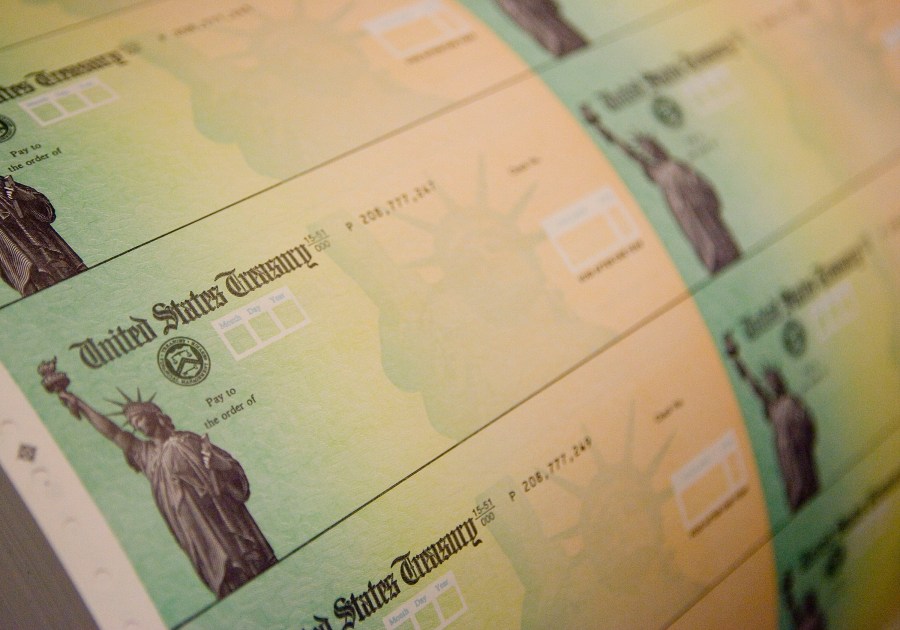 Economic stimulus checks are prepared for printing at the Philadelphia Financial Center May 8, 2008 in Philadelphia, Pennsylvania.(Jeff Fusco/Getty Images)