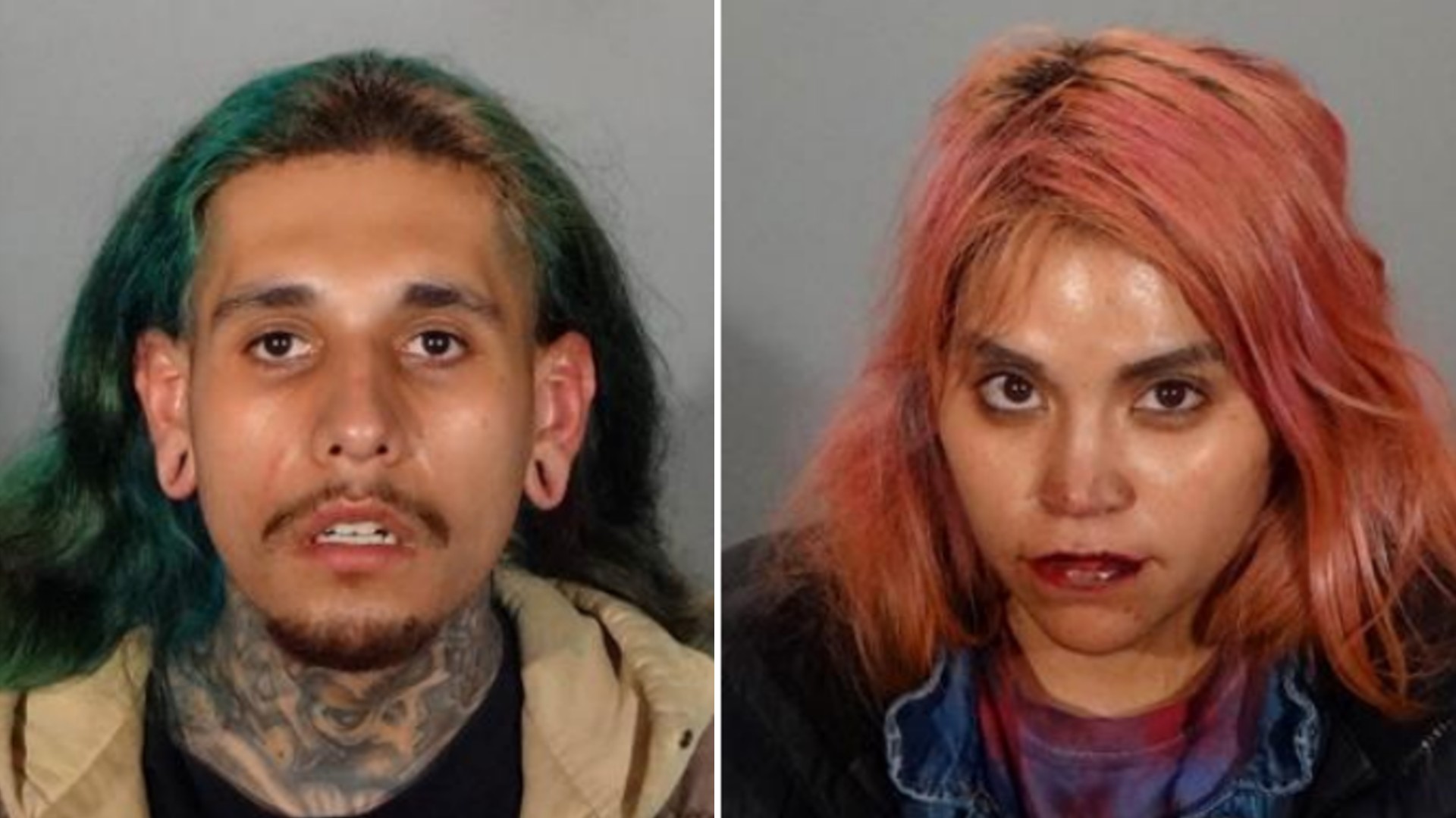 24-year-old Juan Olmos of Winnetka, left, and 30-year-old Stephanie Villasenor of Winnetka, right, are seen in a photo shared by the Glendale Police Department on Feb. 5, 2021.