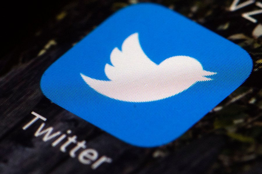 This April 26, 2017, file photo shows the Twitter app icon on a mobile phone in Philadelphia. (AP Photo/Matt Rourke, File)