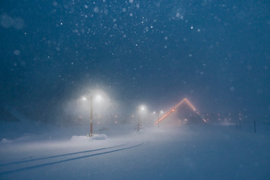 Snow falls on Mammoth on Jan. 27, 2021. (Peter Morning / MMSA)