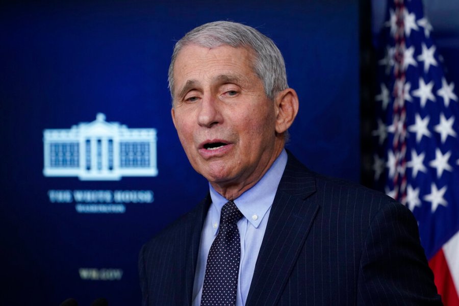 In this Jan. 21, 2021 file photo, Dr. Anthony Fauci, director of the National Institute of Allergy and Infectious Diseases, speaks with reporters in the James Brady Press Briefing Room at the White House in Washington. (AP Photo/Alex Brandon, File)