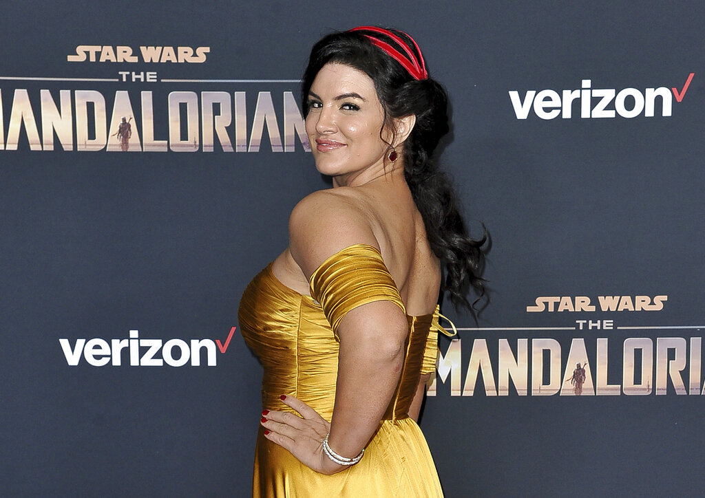 In this Wednesday, Nov. 13, 2019, file photo, Gina Carano attends the LA premiere of "The Mandalorian" at the El Capitan Theatre in Los Angeles. (Richard Shotwell/Invision/AP, File)