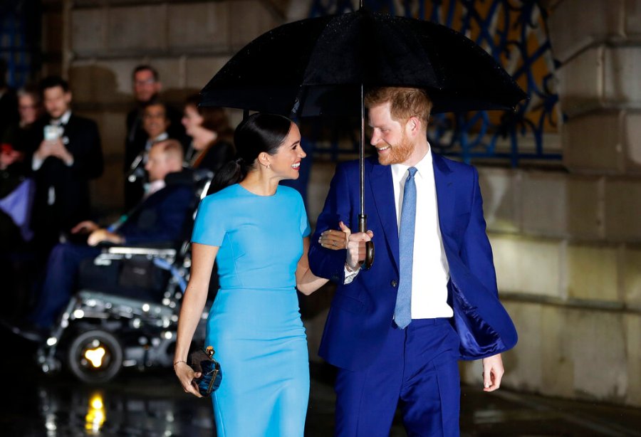 Britain's Prince Harry and Meghan arrive at the annual Endeavour Fund Awards in London, Thursday, March 5, 2020. (AP Photo/Kirsty Wigglesworth, file)