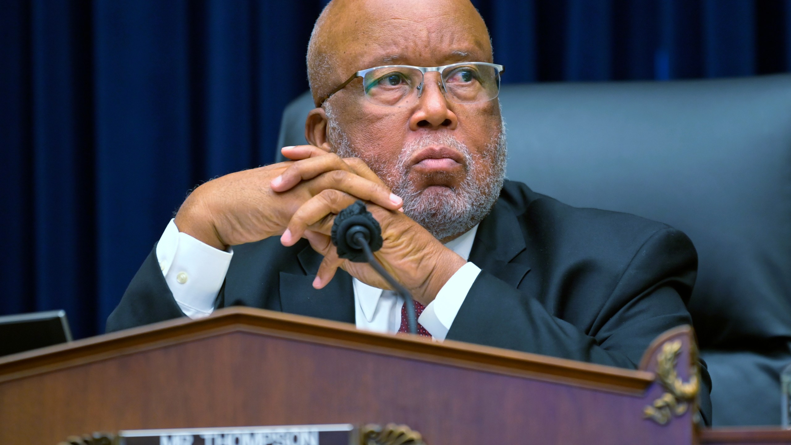 In this Sept. 17, 2020 file photo, Committee Chairman Rep. Bennie Thompson, D-Miss., speaks during a House Committee on Homeland Security hearing on 'worldwide threats to the homeland', on Capitol Hill Washington. (John McDonnell/The Washington Post via AP, Pool)