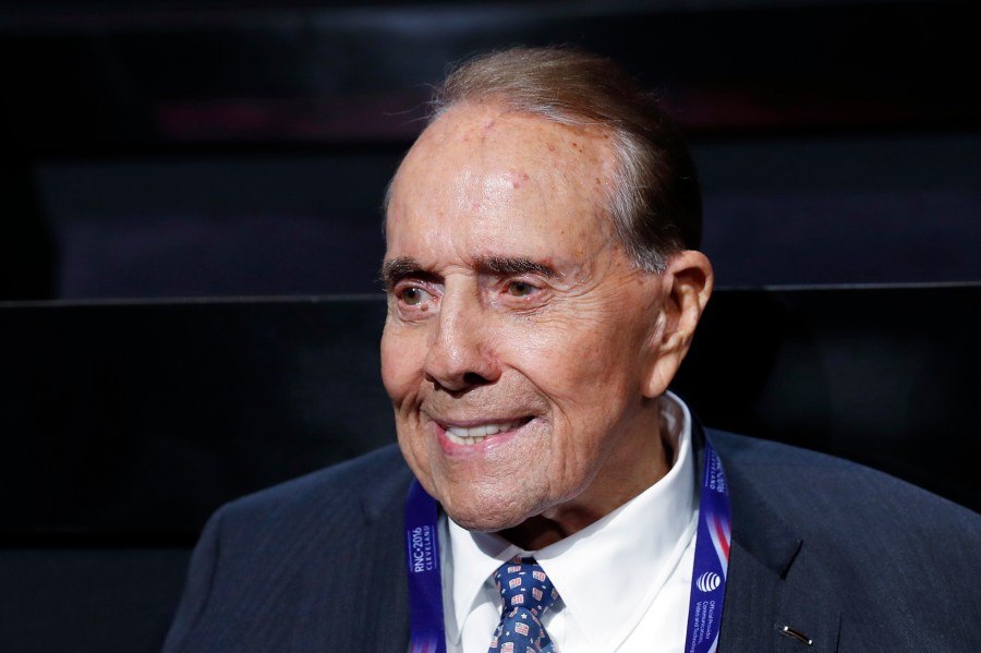 In this July 18, 2016 file photo, political icon and 1996 Republican presidential nominee Sen. Bob Dole is seen at the Republican National Convention in Cleveland. (AP Photo/Carolyn Kaster)