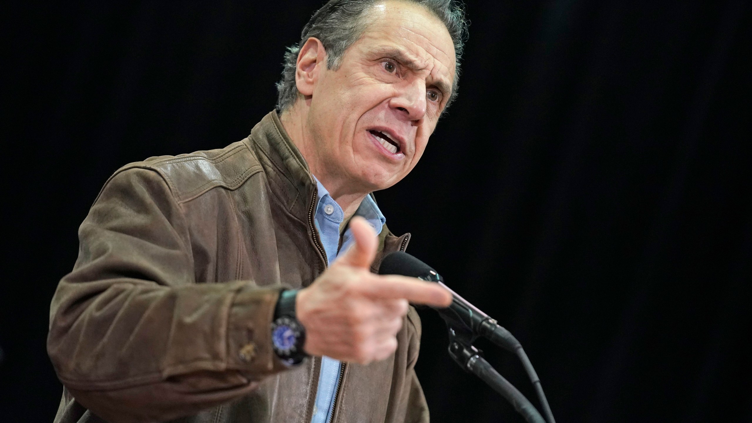 In this Wednesday, Feb. 24, 2021, file photo, New York Gov. Andrew Cuomo speaks during a press conference before the opening of a mass COVID-19 vaccination site in the Queens borough of New York. A former aide’s allegations that Gov. Cuomo subjected her to an unwanted kiss during years of sexual harassment have spurred calls for an investigation — and questions about who might meaningfully conduct one. (AP Photo/Seth Wenig, Pool, File)