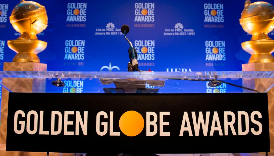 The stage is prepared at the 76th Annual Golden Globe Awards nominations announcement in Beverly Hills, California, on Dec. 6, 2018. (VALERIE MACON/AFP via Getty Images)