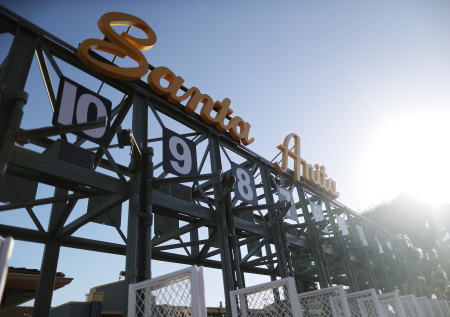 A starting gate stands outside the track on the final day of the winter/spring horse racing season at Santa Anita Park on June 23, 2019 in Arcadia, California. (Mario Tama/Getty Images)