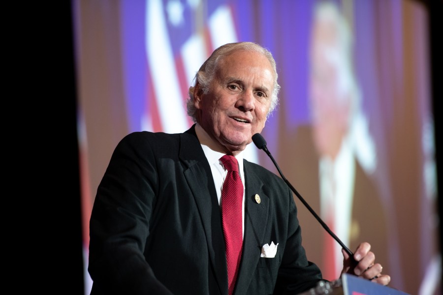 South Carolina Gov. Henry McMaster speaks to a crowd during an election night party for Sen. Lindsey Graham (R-SC) on Nov. 3, 2020, in Columbia, South Carolina. Graham defeated Democratic U.S. Senate candidate Jaime Harrison. (Sean Rayford/Getty Images)