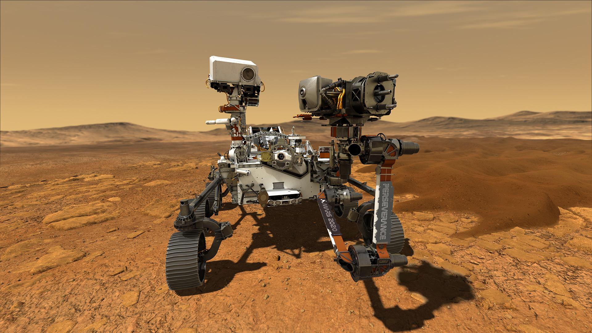 This illustration depicts NASA's Perseverance rover operating on the surface of Mars. (NASA)